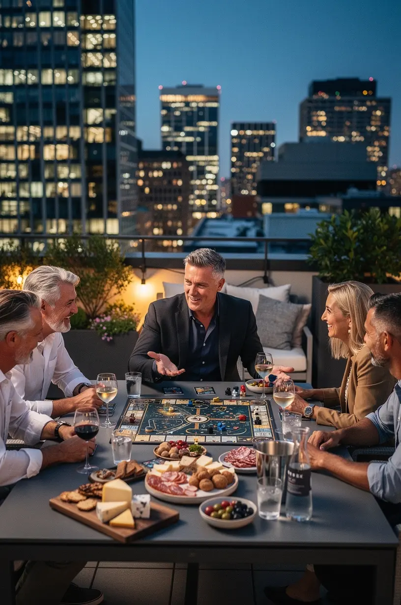 Group of adults enjoying a tabletop game together